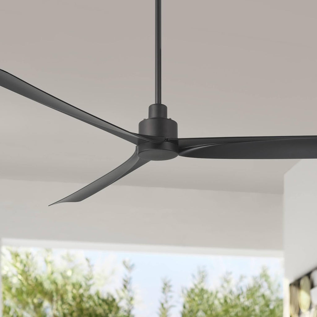 Casa Vieja 60' Sailplane Modern Industrial Indoor Outdoor Ceiling Fan 3 Blade Remote Control Matte Black Finish Blades Bedroom Patio Living Room Kitchen Porch Damp Rated Decorative DC Motor Garage