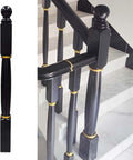 Staircase Baluster 48in High Wood Staircase Newel Post Black, Modern Decorative Stair Newel Post for Stair Remodeling