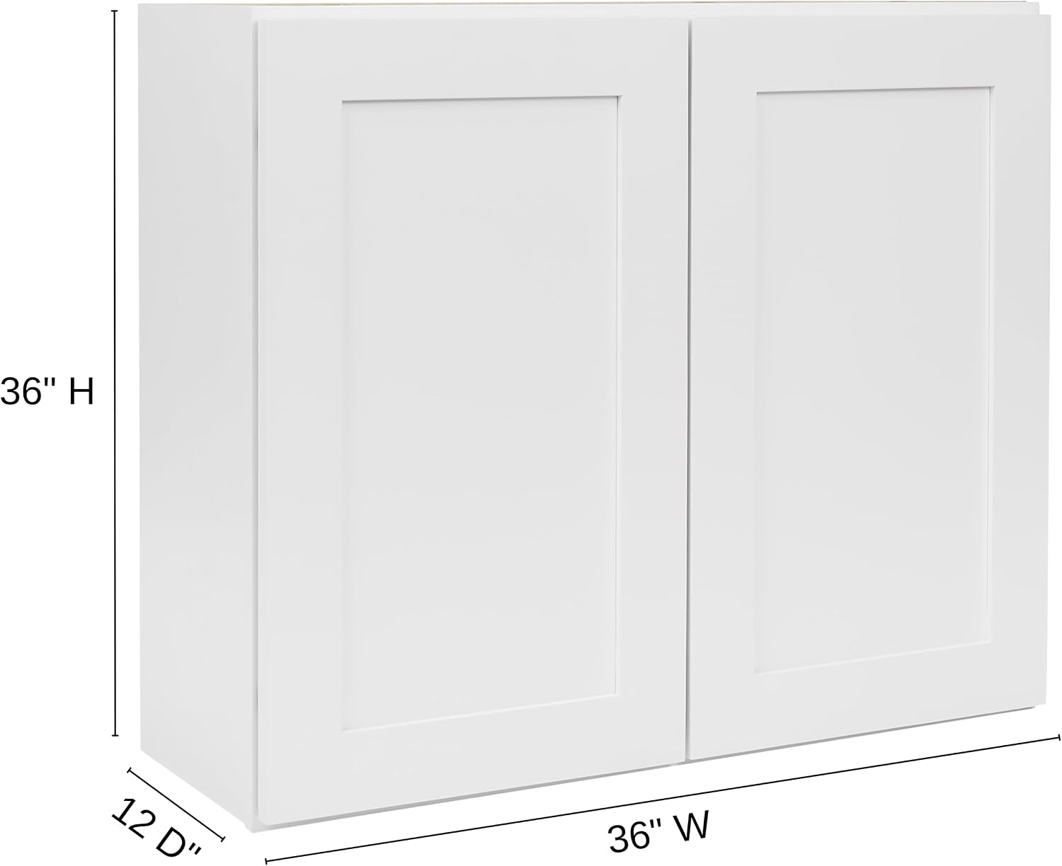 White Shaker Wall Cabinet - Ready to Assemble, Perfect for Kitchen, Laundry, and Bathroom Storage - 36'W x 36'H x 12'D