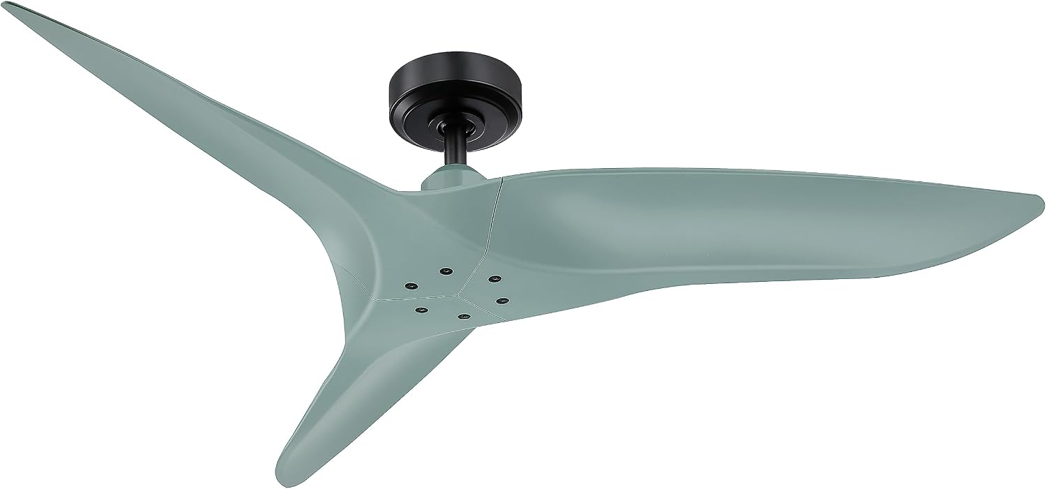 Ceiling Fans without Lights 52 Inch Ceiling Fan No Light for Bedroom Living Room, Flush Mount Outdoor Ceiling Fans for Patios, Remote Control, DC Motor Reversible 3 Blades, Noiseless, Blue-Green