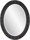 Howard Elliott Collection Queen Ann Antique Black Oval Mirror, Bevelled Vintage Hanging Wood Framed Vanity Wall Mirrors for Home Decor, Living Room, Bathroom, Bedroom, or Hallway, 25 x 33 Inch