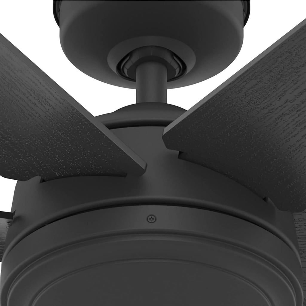 Hunter 52 inch Jetty Matte Black Wet Rated Ceiling Fan and Wall Control