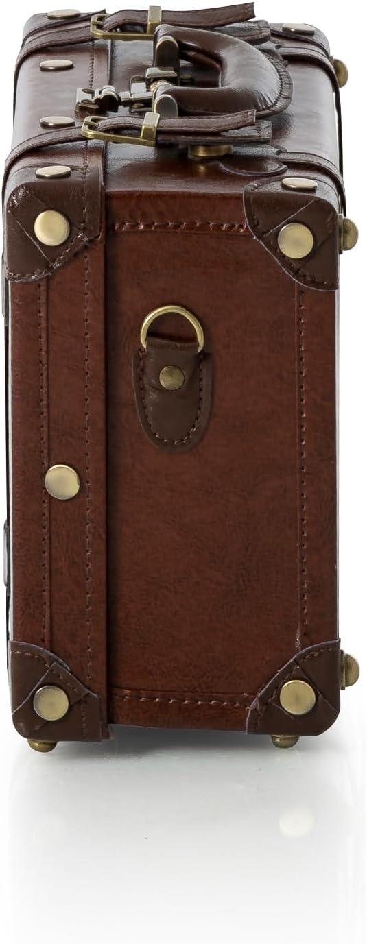 COTRUNKAGE 16' Carry On Suitcase Cute Pu Overnight Vintage Trunk Luggage Bag for Women with Strap, Caramel Brown