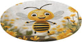 Cute Bees Daisy Flower Coral Velvet Round Floor Mat Non-Slip Bath Rug Floor Covering for Bathroom Vanity Guest Suite & Vacation Home