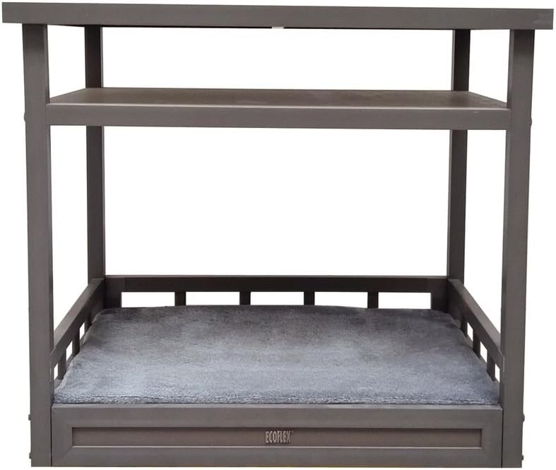 New Age Pet ECOFLEX Nightstand Dog Bed, Indoor Pet Bed with Moisture Resistant Frame & Soft Cushion, Tool Free Assembly, Espresso Black
