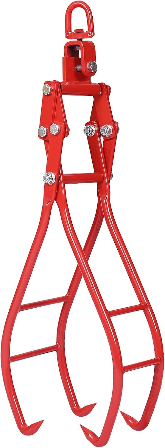 4 Claw 36' Heavy Duty Log Lifting Tongs for Wood Logging Equipment Lifting Clamps, Timber Log Lifting Tongs Solid Steel, Swivel Dragging Steel Tongs Log Lifting, Handling, Dragging & Carrying Tool