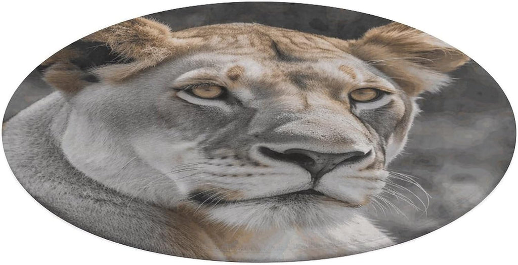 Lioness with Blue Green Eyes Coral Velvet Round Floor Mat Non-Slip Bath Rug Floor Covering for Bathroom Vanity Guest Suite & Vacation Home