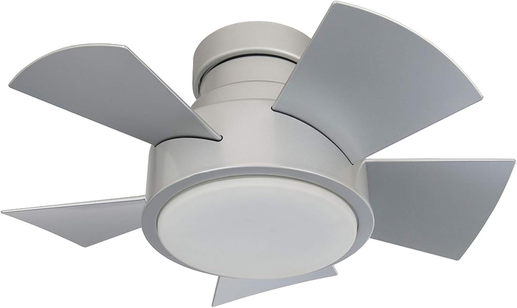 Vox Indoor and Outdoor 5-Blade Smart Flush Mount Ceiling Fan 26in Titanium with 3000K LED Light Kit and Remote Control