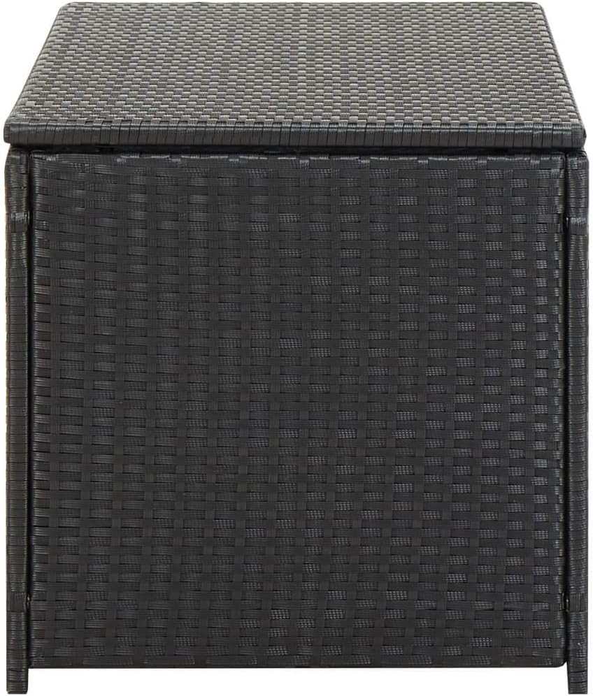 Garden Storage Box Indoor/Outdoor Storage Container and Gardening Tools - Store Items on Patio, Garage, Yard.Poly Rattan 39.3'x19.6'x19.6' Black