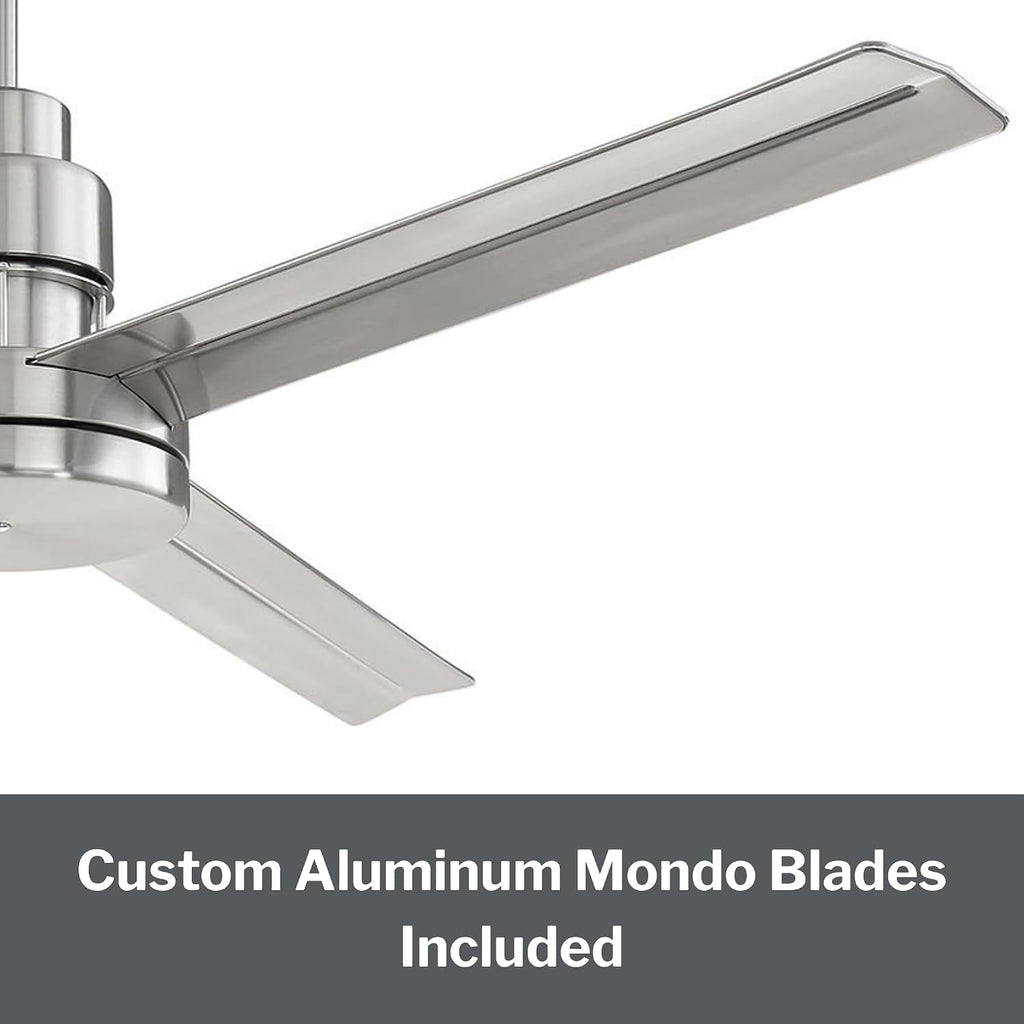 Craftmade MND54BNK3 Mondo 54 Inch 3 Blade Ceiling Fan | Brushed Polished Nickel Finish/Brushed Polished Nickel Aluminum Blades | IDC Wall Control and Remote Control | DC Motor Indoor Ceiling Fan