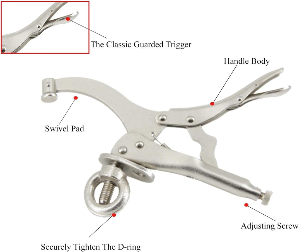 1pc 12in. Drill Press Vice Clamp Woodworking Holding With Lock and Release Lever Locking Pliers