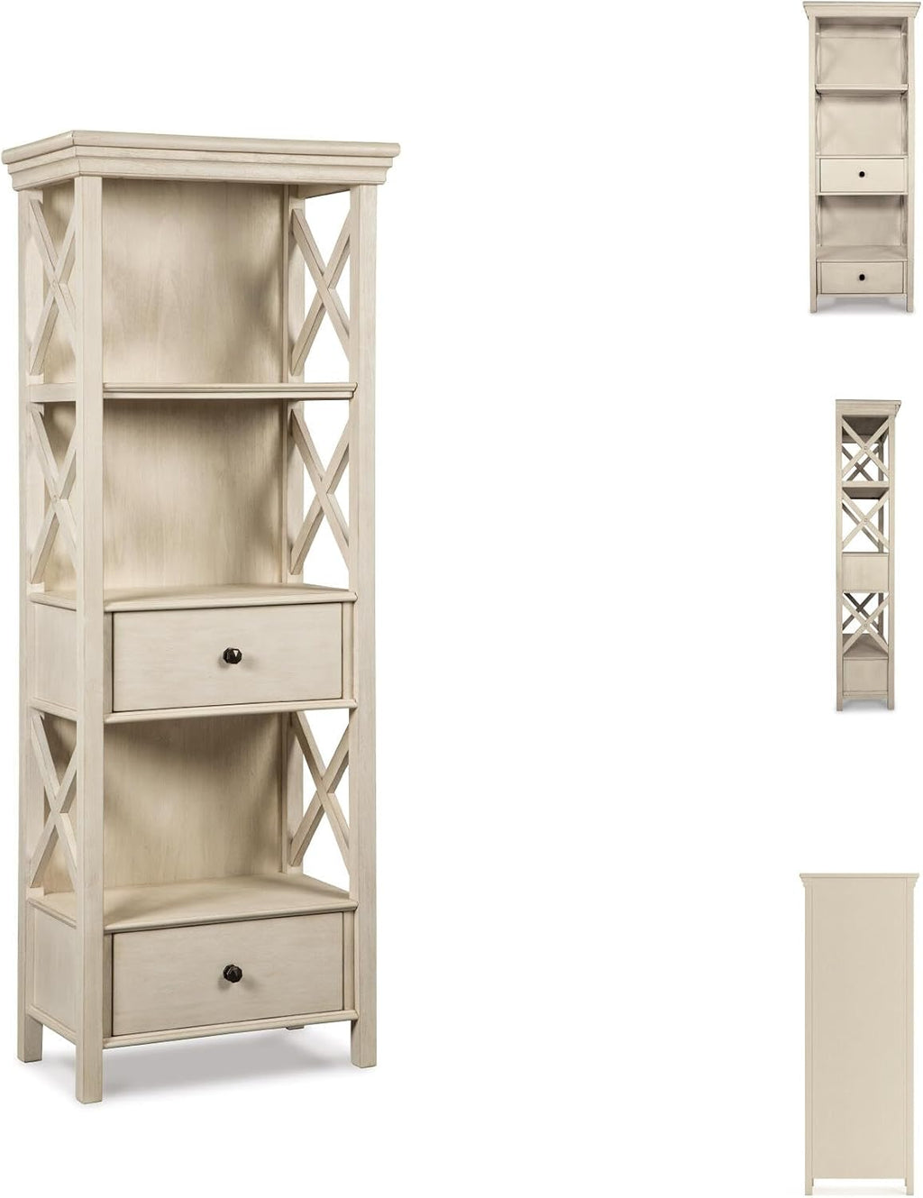 Signature Design by Ashley Bolanburg Cottage Chic Display Cabinet or Bookcase, Antique White