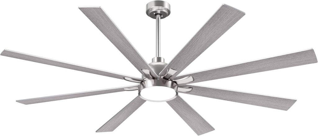 Large Ceiling Fans with Lights and Remote - 62 Inch Brushed Nickel Ceiling Fan with Light, Quiet DC Motor, 3 CCT, Modern Dimmable Lighting & Ceiling Fans for Living Room Patio,Indoor/Outdoor