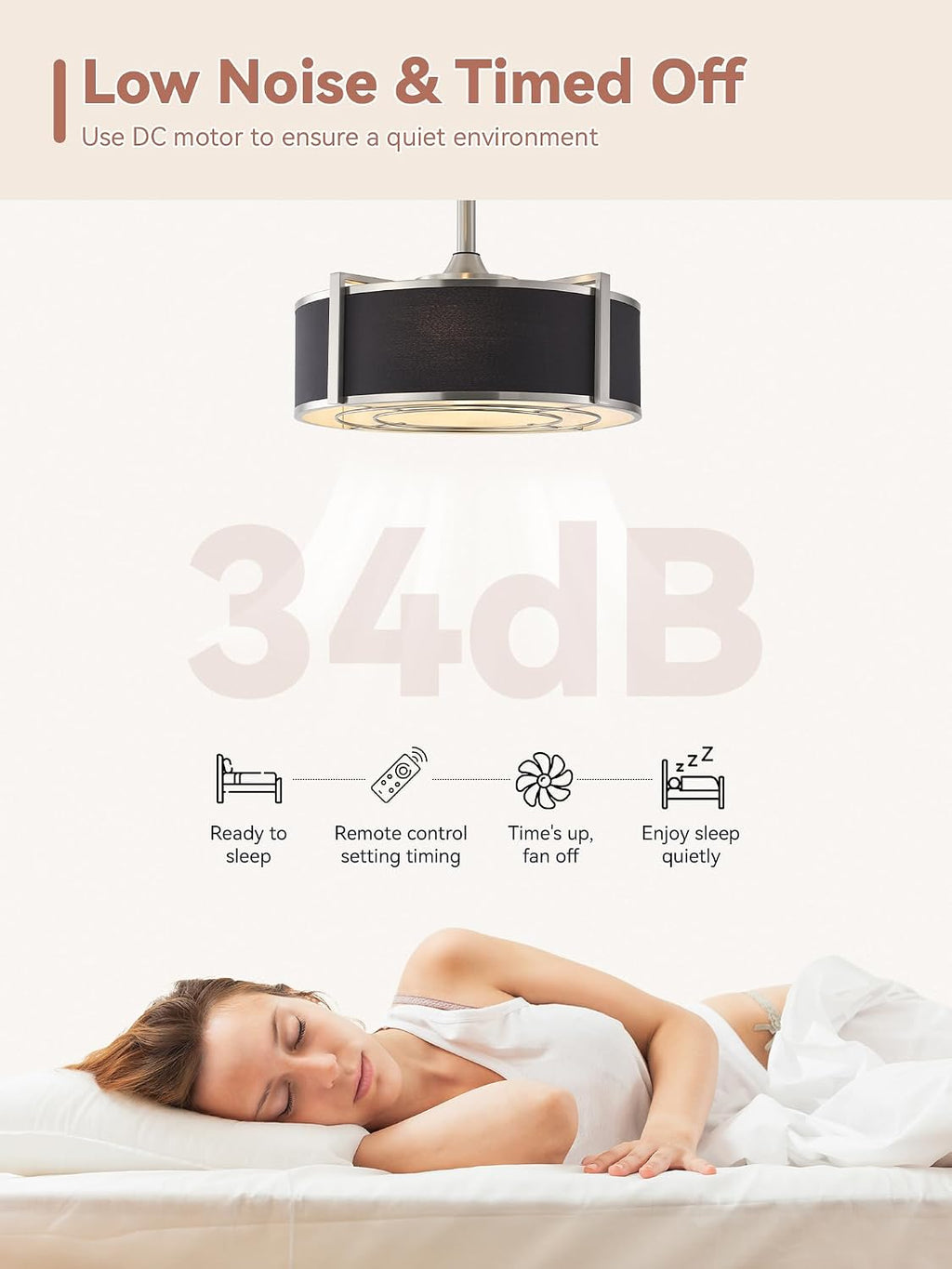 20 Inch Gold Fandelier Ceiling Fans with Lights, Gold Chandelier Ceiling Fan with Light Remote Control, Caged Enclosed with 6 Speeds for Bedroom, Nursery, Living Room