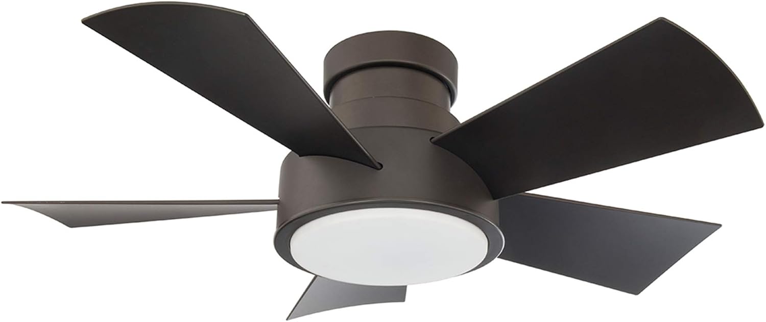 Vox 38 in Smart Indoor and Outdoor Smart Flush Mount Ceiling Fan in Bronze with Remote Control 2700K