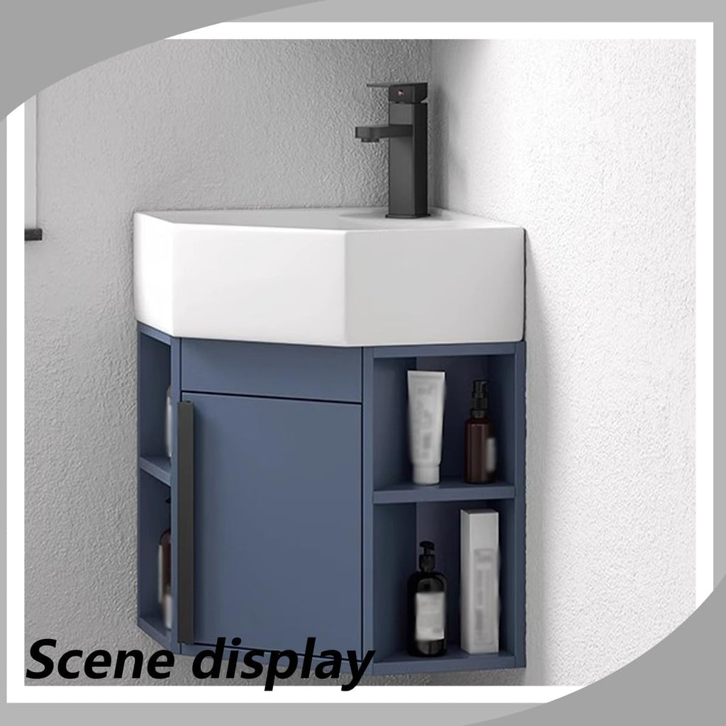Corner Bathroom Vanity， Wall Mounted Hand Sink with Faucet and Overflow Utility ，Corner Sink Modern Bathroom Vanity，for Bathroom，Guest Baths，Master Suites