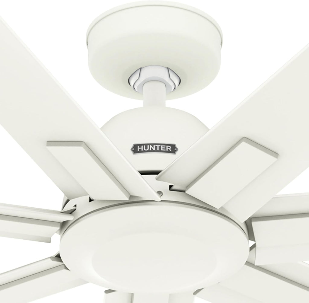 Hunter Fan 60 inch Matte White Indoor/Outdoor Ceiling Fan with 7 Baldes for Living Room, Bedroom, Farmhouse, Porch (Renewed)