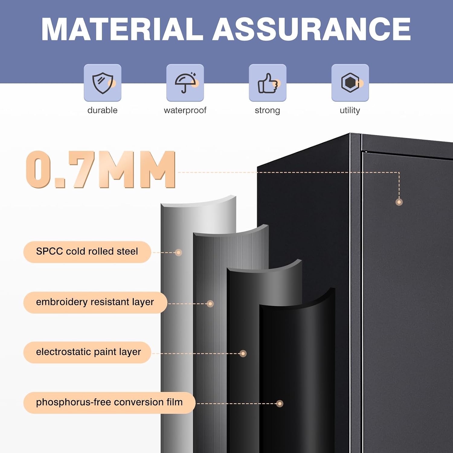Metal Storage Cabinet with Locking Doors, Tall Cabinets for Home, Office, Warehouse Organizer (Black)