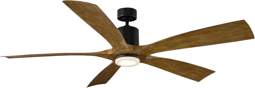 Aviator Indoor and Outdoor 5-Blade Smart Ceiling Fan 70in Matte Black Distressed Koa with Wall Control (Light Kit Sold Separately)