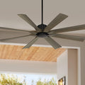 Possini Euro Design 60' Defender Industrial Rustic Indoor Outdoor Ceiling Fan with Remote Control Matte Black Hand-Painted Weathered Oak Damp Rated for Patio Exterior Porch Gazebo Garage Barn Roof