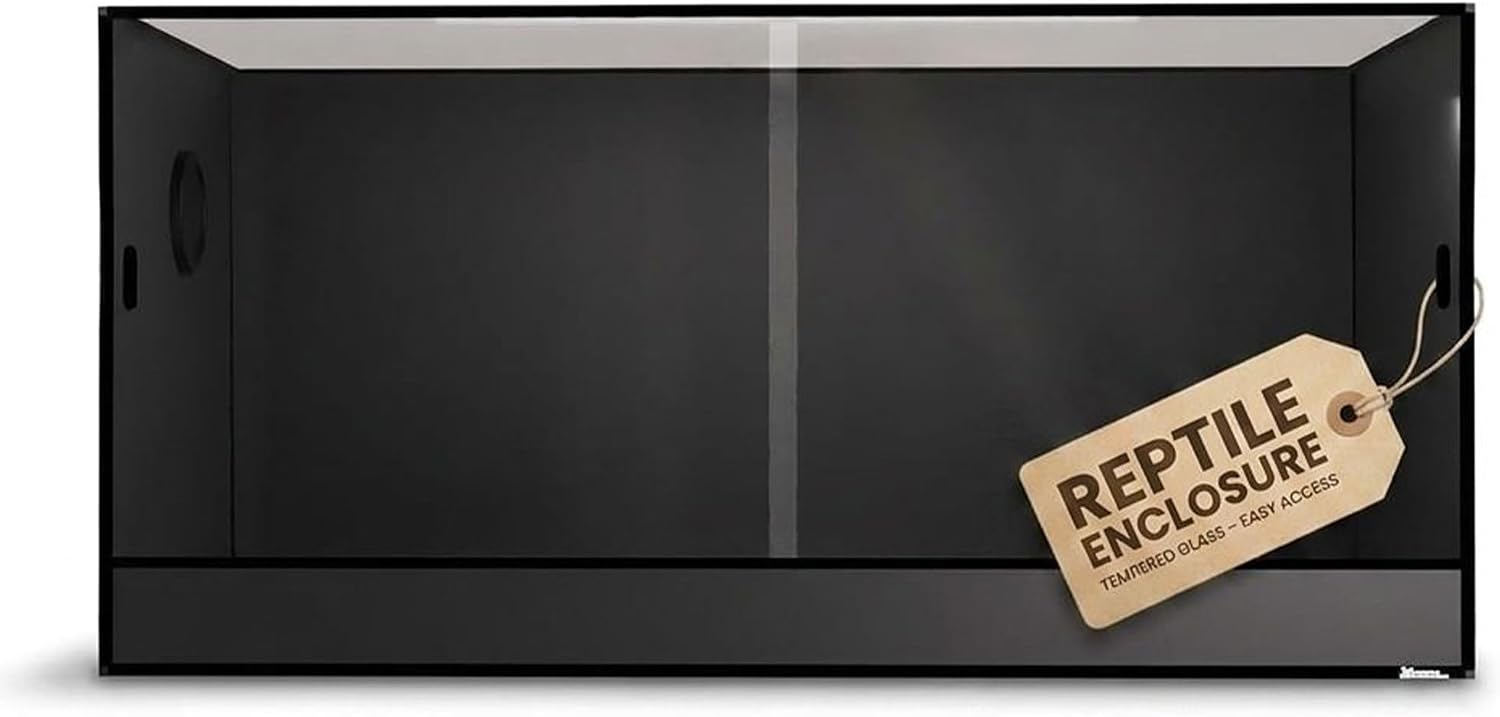 120 Gallon Reptile Enclosure 48x24x24–Premium Tempered Glass Terrarium with Sliding Doors, Heavy Duty Screen Top Reptile Habitat, Bearded Dragon Tank Accessories
