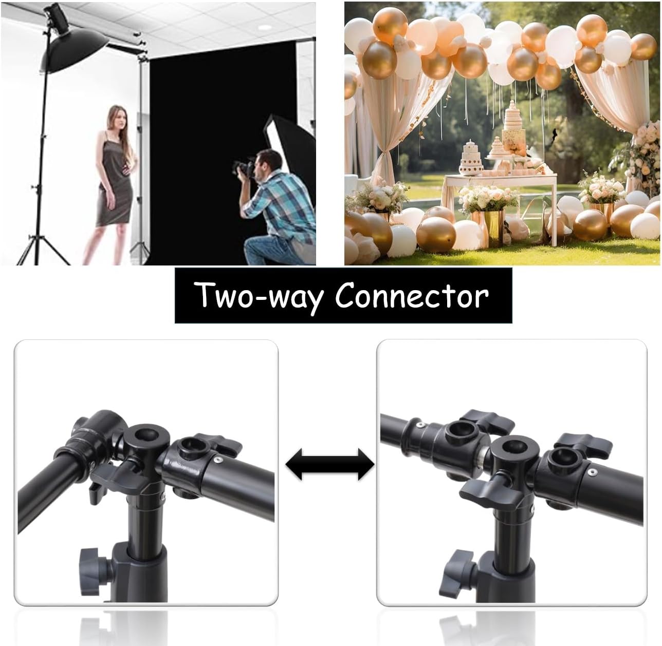10x20 ft Heavy Duty Back Drop Adjustable Stand, Photo Backdrop Stand Kit for Photography with Carrying Bag, Convertible to Backdrop Stand 10x10 Adjustable Width.