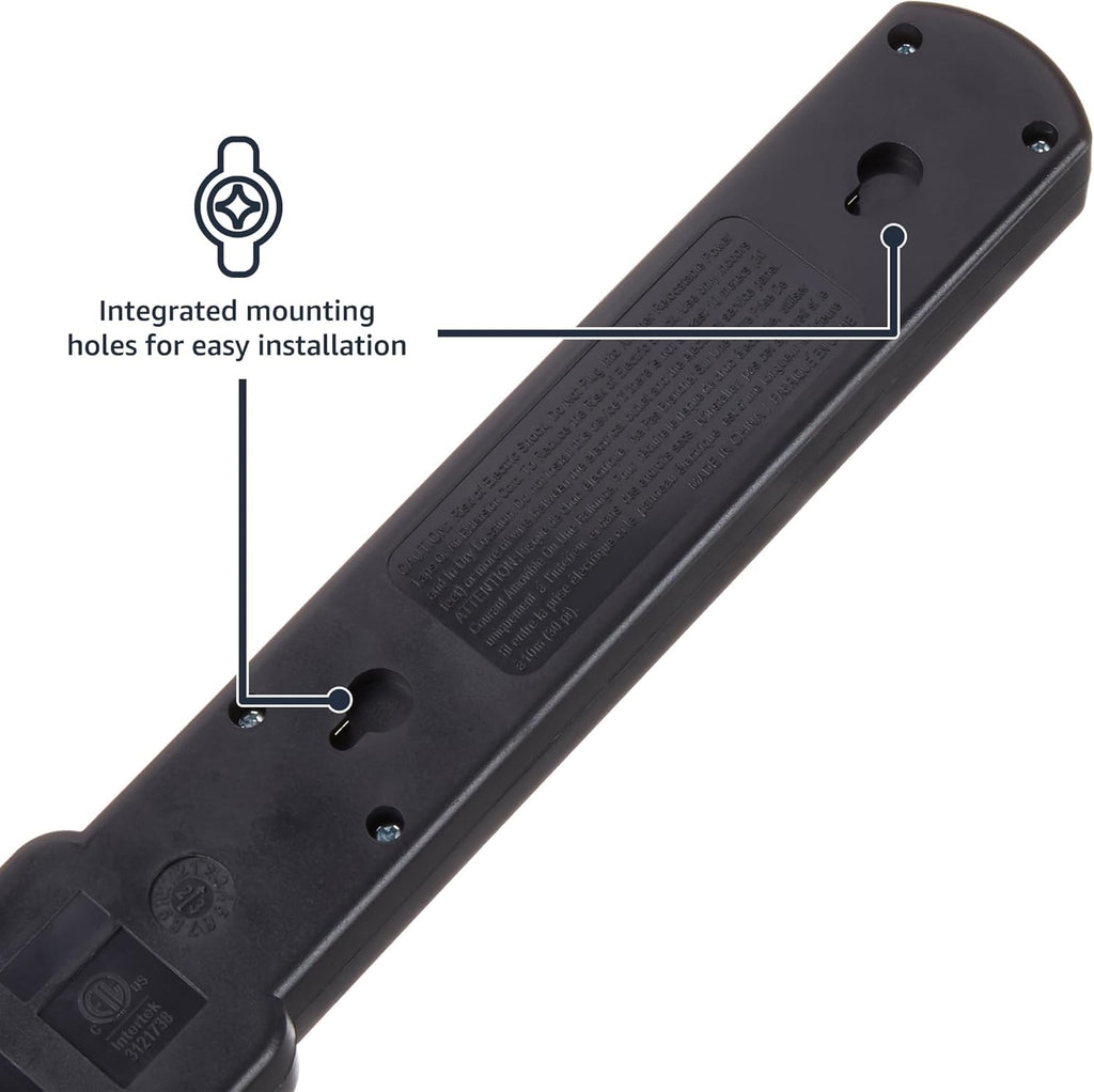 Amazon Basics 6-Outlet Surge Protector Power Strip with 200J Protection, Circuit Breaker, 2ft Extension Cord, Black, 20-Pack