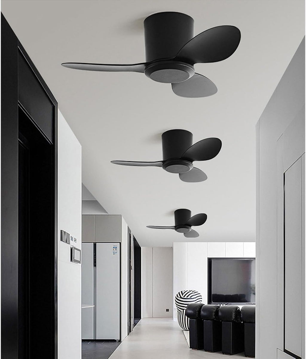 Flush Mount Ceiling Fan No Light Modern Small Ceiling Fans Remote Control 6 Speeds 25 Inch Ceiling Fan Without Lights Quiet DC Motor, 3 Blades For Restaurant Bedroom Patio Indoor