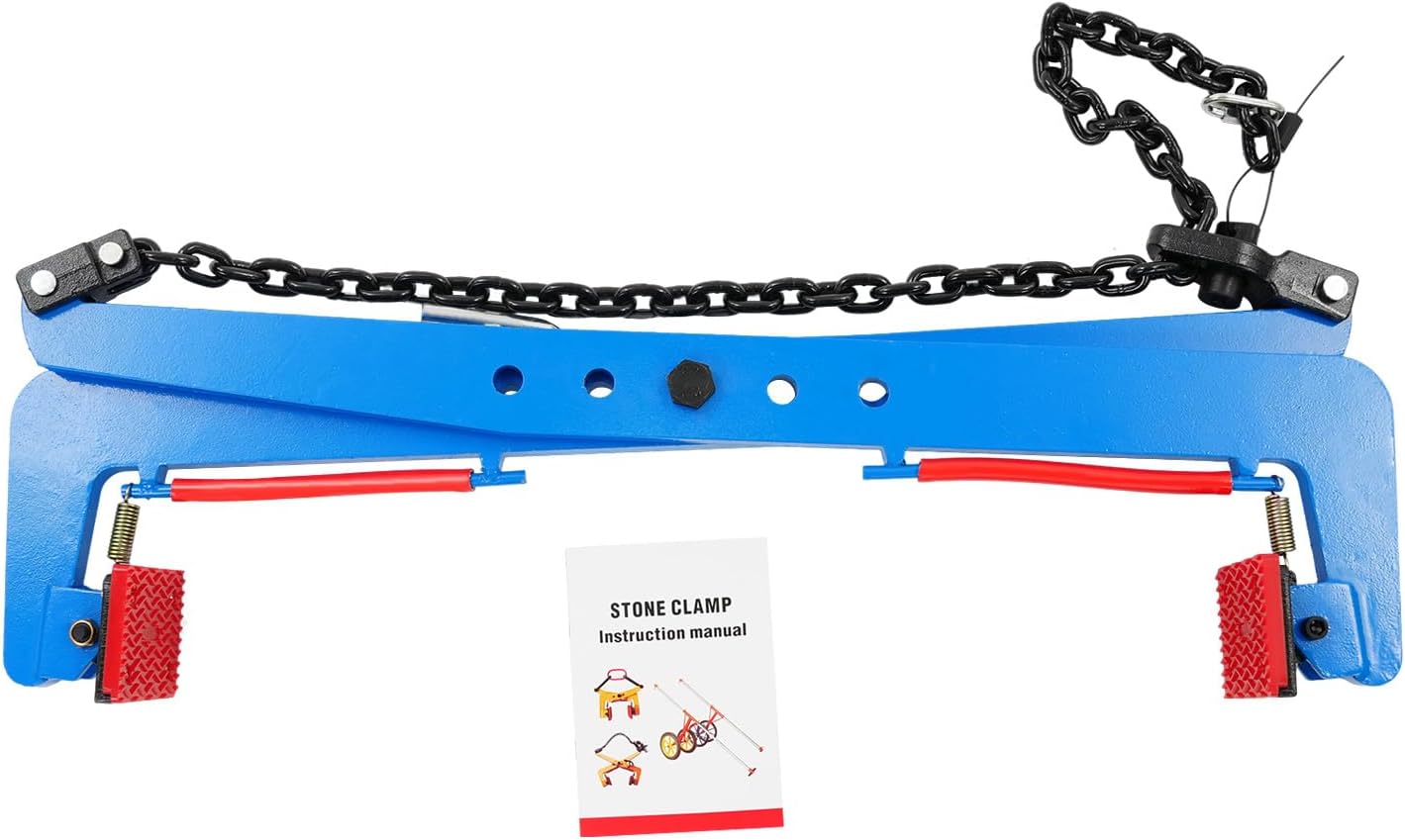 1764lbs Heavy Duty Stone Lifting Clamp 14'-35' Opening Adjustable Stone Clamp Scissor Lifter Clamp for Carrying & Vertical Transport of Concrete Blocks, Slate Sheets, Granite Slab, Timber (Blue)