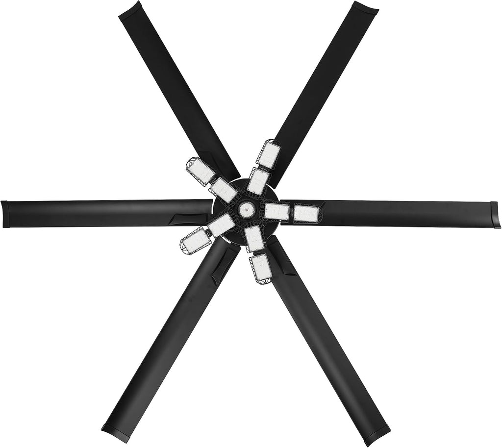 72 Inch Ceiling Fan with Lights and Remote, Large Modern DC Motor Ceiling Fan for Garage Workshop Living Room, 6-Speed Reversible, High Airflow, Matte Black