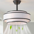 20' Caged Ceiling Fans with Lights and Remote, Fandelier Ceiling Fan with Light, Modern Bladeless Quiet Reversible Motor 6 Speeds for Bedroom, Nursery, Living Room, Black