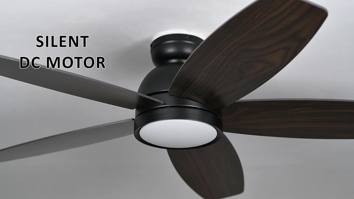 Carro 52' Ceiling Fan with Light Flush Mount, DC 10 Speeds Silent with Remote, 3 Light Colors Dimmable LED Ceiling Fan for Living Room, Bedroom, Dark Walnut