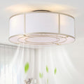 Caged Ceiling Fans with Lights Flush Mount, Low Profile Ceiling Fan with Lights Remote Control, 20'' Modern Bladeless 6 Speeds for Bedroom, Nursery, Kitchen, Gold
