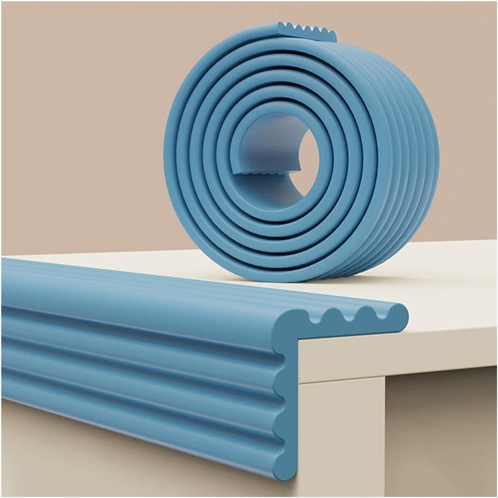 Waterproof Self-Adhesive W Shape Foam Edge Protector - 10M Safety Bumper Guards for Corners & Edges of Tables, Chairs, Stairs, Cabinets, Windows (Blue)