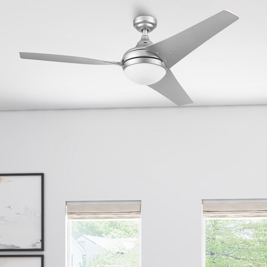 Honeywell Ceiling Fans Neyo, 52 Inch Contemporary Indoor LED Ceiling Fan with Light, Remote Control, Modern High Performance Blades, Reversible Motor Model- 51802-01 (Silver)