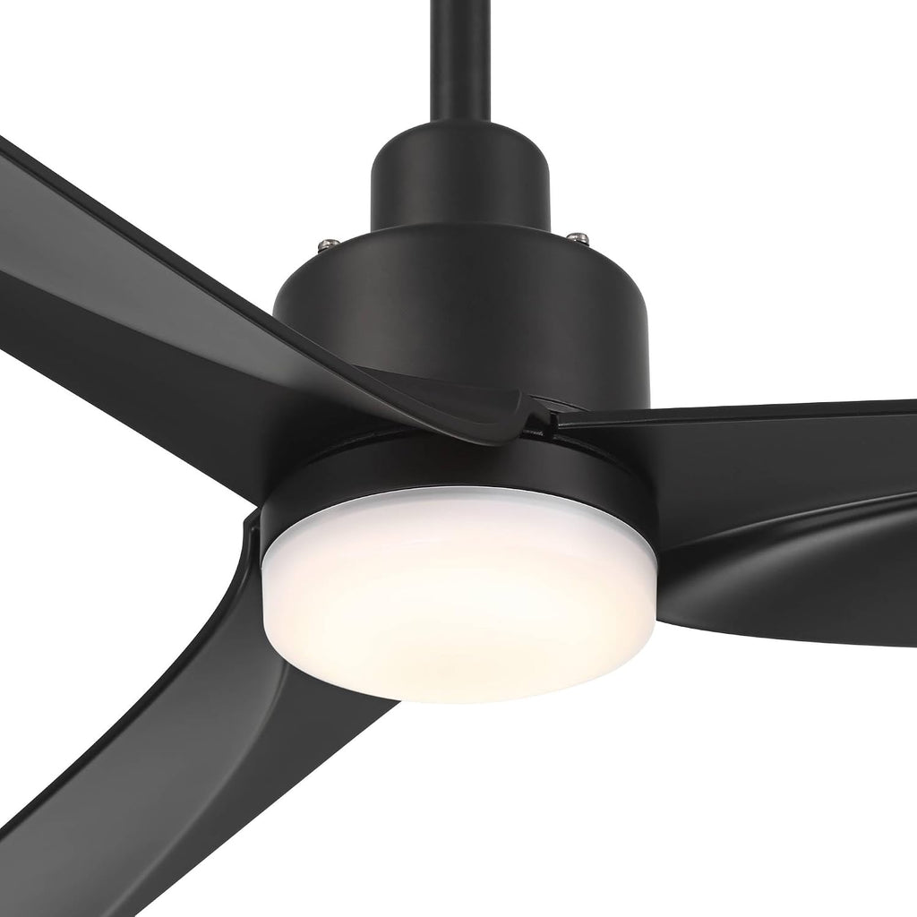 Casa Vieja 60' Sailplane Modern Industrial Indoor Outdoor Ceiling Fan 3 Blade LED Light Remote Control Matte Black Finish Blades Bedroom Patio Living Room Kitchen Damp Rated Decorative DC Motor