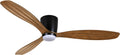 MINKA-AIRE F694L-CL/DK Ventiara 52' 3-Blade LED Flush Mount Indoor/Outdoor Ceiling Fan in Coal Black and Distressed Koa Finish Blades with Etched Lens