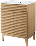 Sink Vanity Cabinet, Wood, Brown Oak White, Modern Contemporary, Hotel Bedroom Bathroom Master Suite
