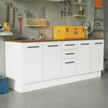 Madesa Garage and Utility Room Storage Cabinet, 78 Inch Wooden Base Unit with 3 Drawers 4 Doors and Adjustable Feet, White