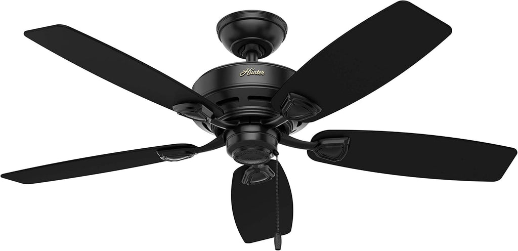 Hunter Fan Sea Wind Indoor / Outdoor Ceiling Fan with Pull Chain Control, 48', Black