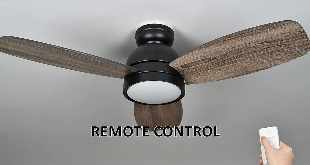 Carro 44' Ceiling Fan with Light Flush Mount, DC 10 Speeds Silent Ceiling Fan with Remote, Low Profile Ceiling Fan with 3 Dual Finish Blades, 3 Light Colors Dimmable LED Ceiling Fan for Living Room