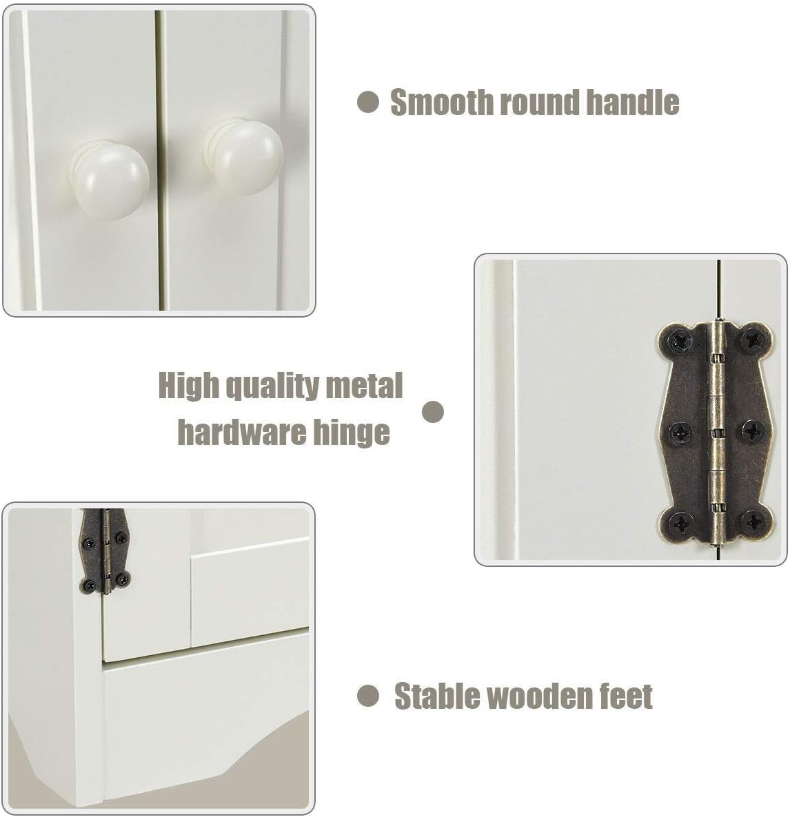 Giantex Accent Floor Storage Cabinet Adjustable Shelves Antique 2-Door Low Floor Cabinet Pantry 24' Lx13 Wx49 H (Cream White)