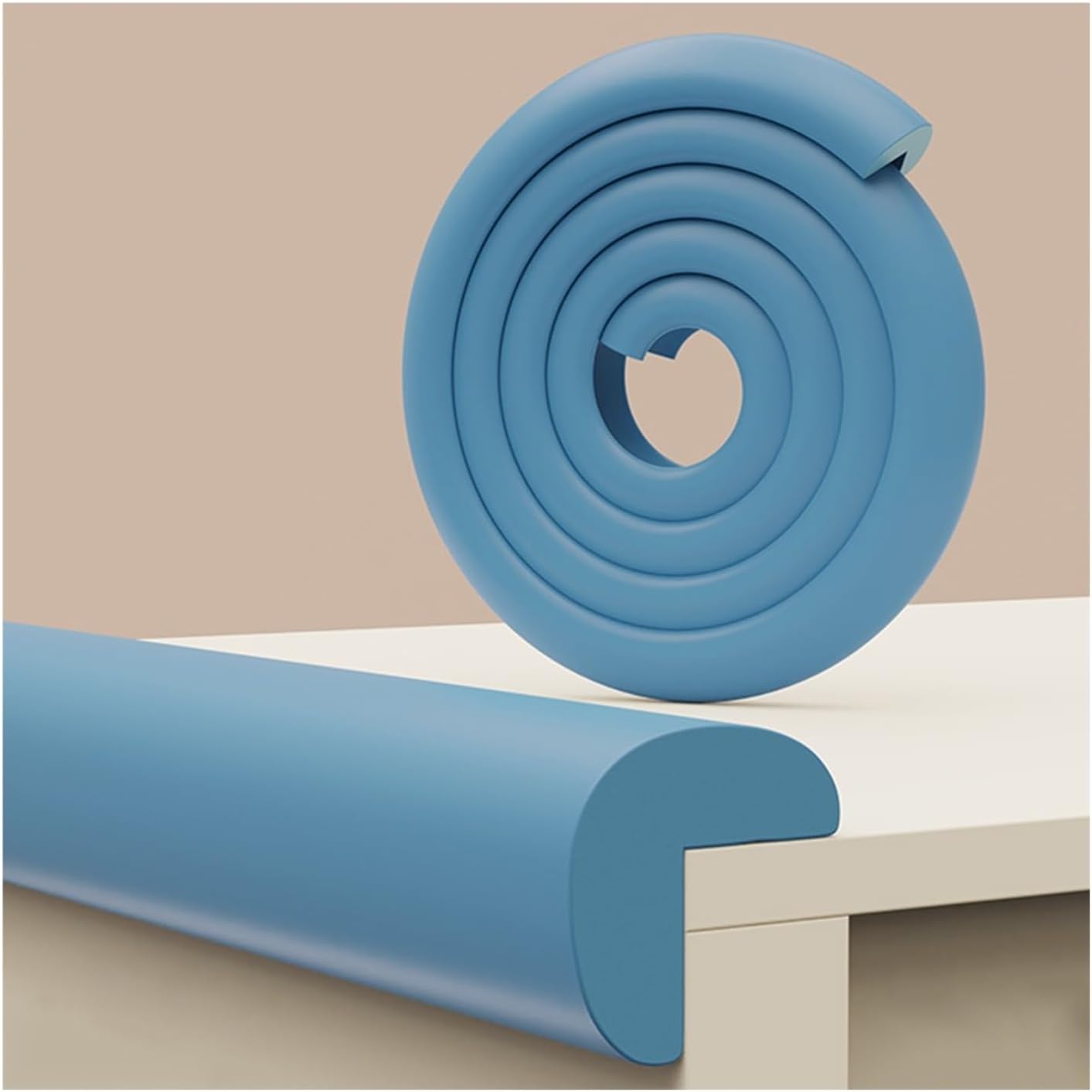 Blue Foam Corner Edge Protector, L-Shape Safety Bumpers for Home & Office, Self-Adhesive Padding for Furniture, Cabinets, Tables & Chairs - 10M Length