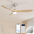 Sofucor 60 Inch Smart Ceiling Fans with Lights-Outdoor Modern Smart Ceiling Fan with Alexa/Google/APP/Remote Control, Reversible Quiet DC Motor,ABS Blade Ceiling Fan for Living Room/Porch/Great Rooms