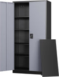 Letaya Metal Garage Storage Cabinets with Lock Door and Adjustable Shelves, Steel Tool Cabinets for Home,Office,Warehouse Organisieren (Black Gray)