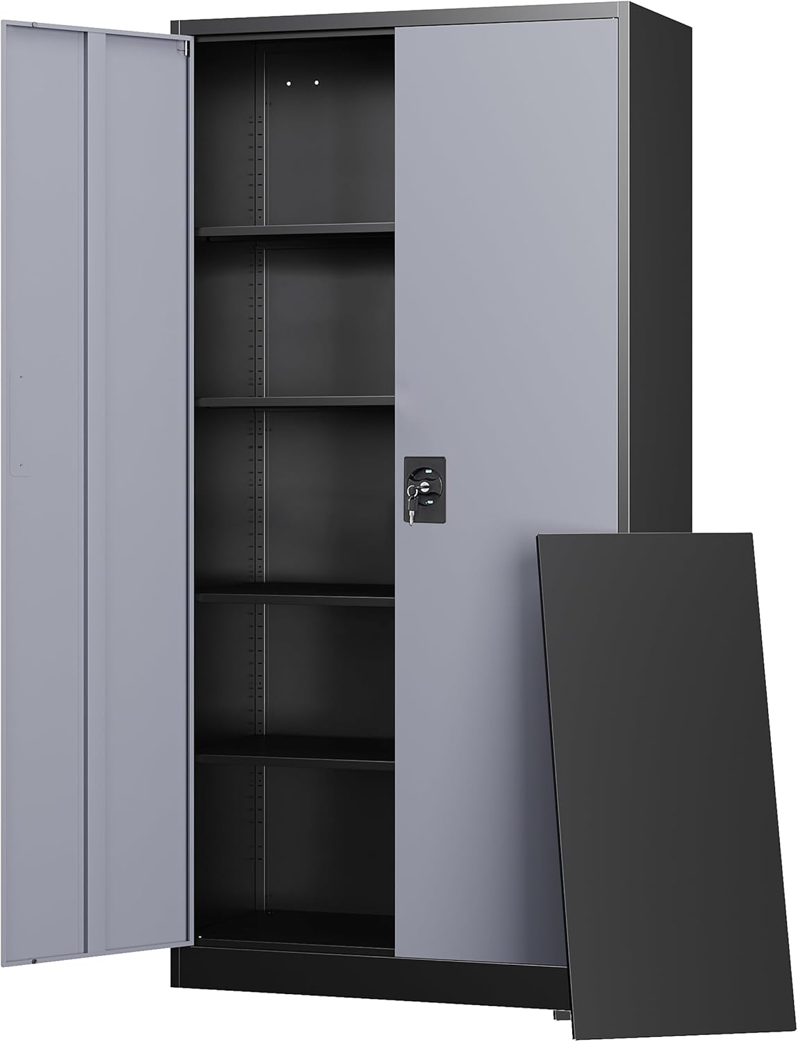 Letaya Metal Garage Storage Cabinets with Lock Door and Adjustable Shelves, Steel Tool Cabinets for Home,Office,Warehouse Organisieren (Black Gray)