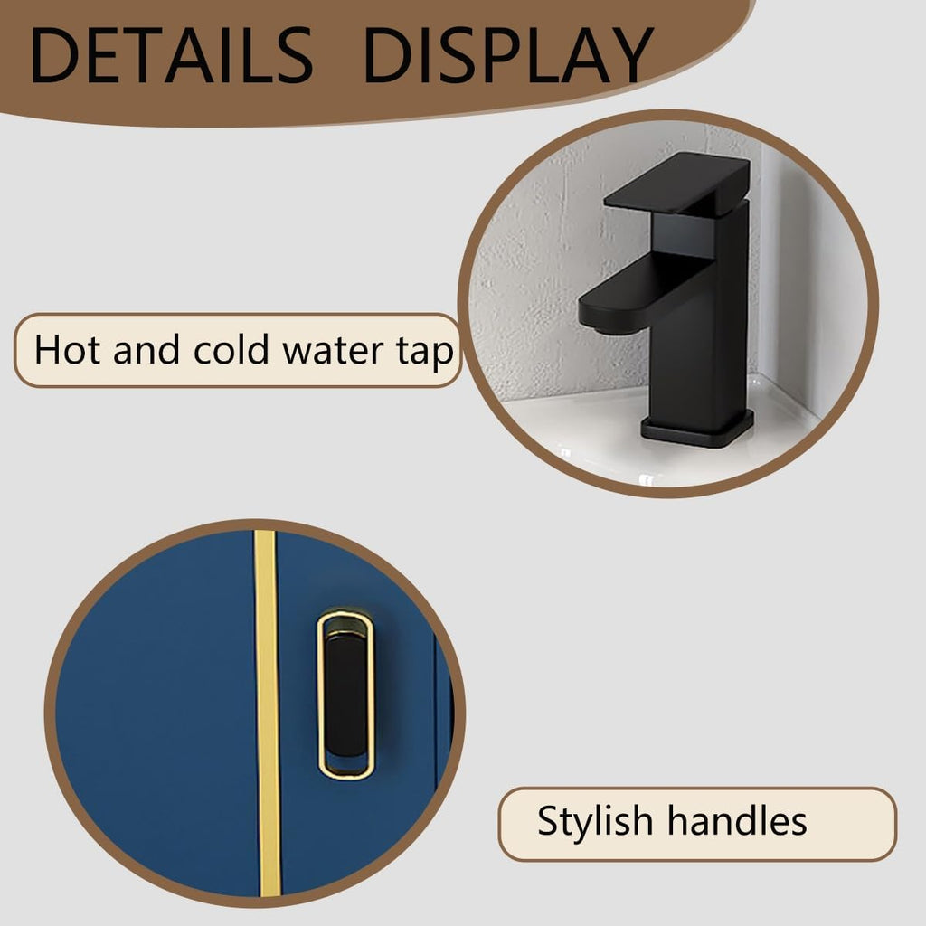 Modern Corner Bathroom Vanity， Bathroom Vanity Cabinet with Sink Set，Wall Mounted Bathroom Vanity Cabinet ，for Guest Baths Master Suites or Rental Units(14in)