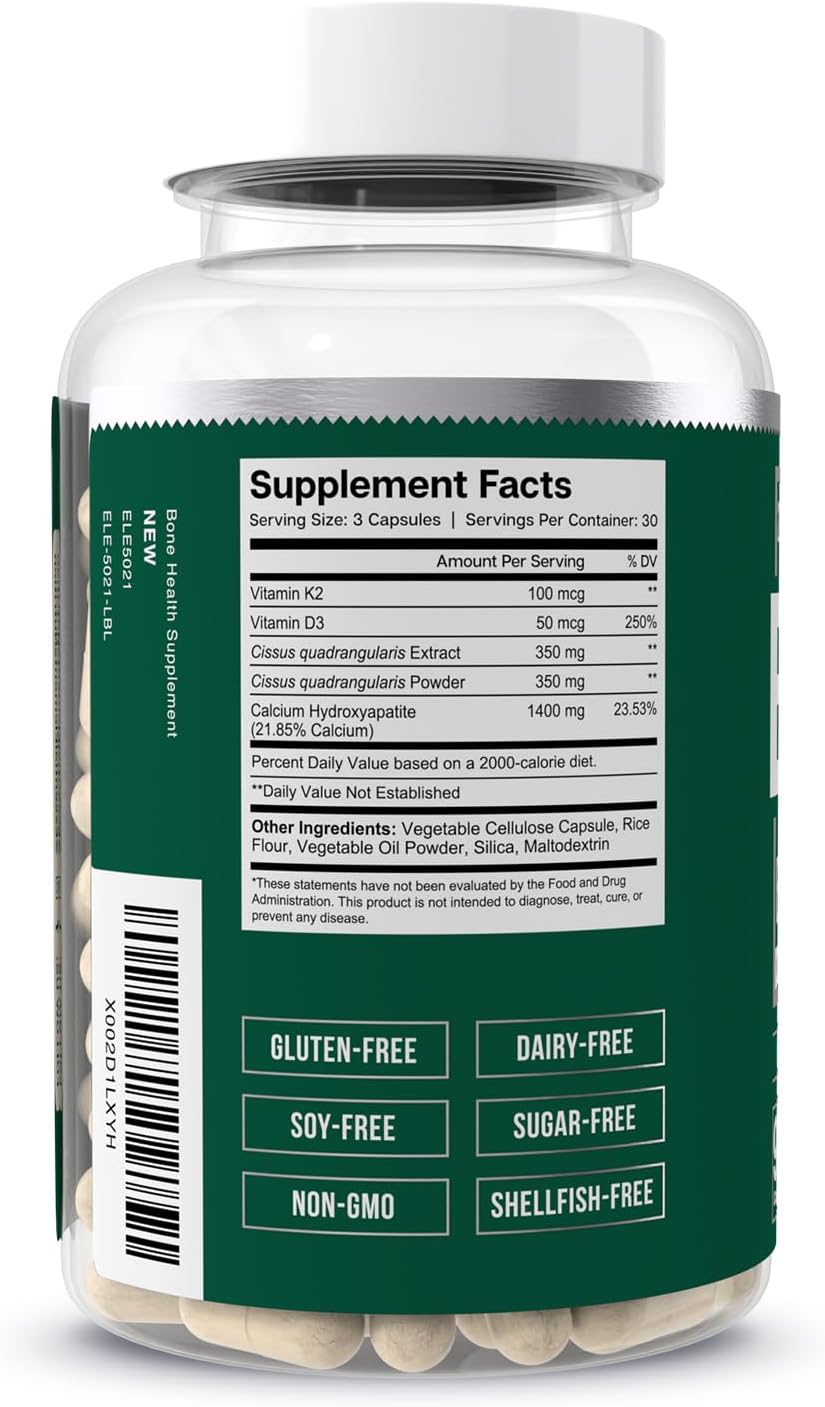Essential Elements Bone Boost Health Supplement - Bone Support and Calcium Supplement with Vitamin D 3, K2, Cissus Quadrangularis for Bone Strength - 270 Capsules (90 Day Supply) (3-Pack)
