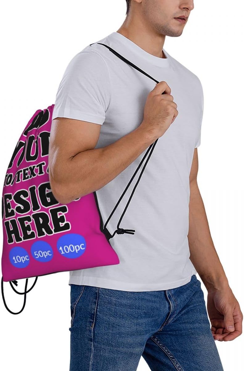 Custom 50pc Drawstring Backpacks Personalized Gym Storage Bags Promotional Items With Your Logo Draw String Bag for Travel & Everyday Style02