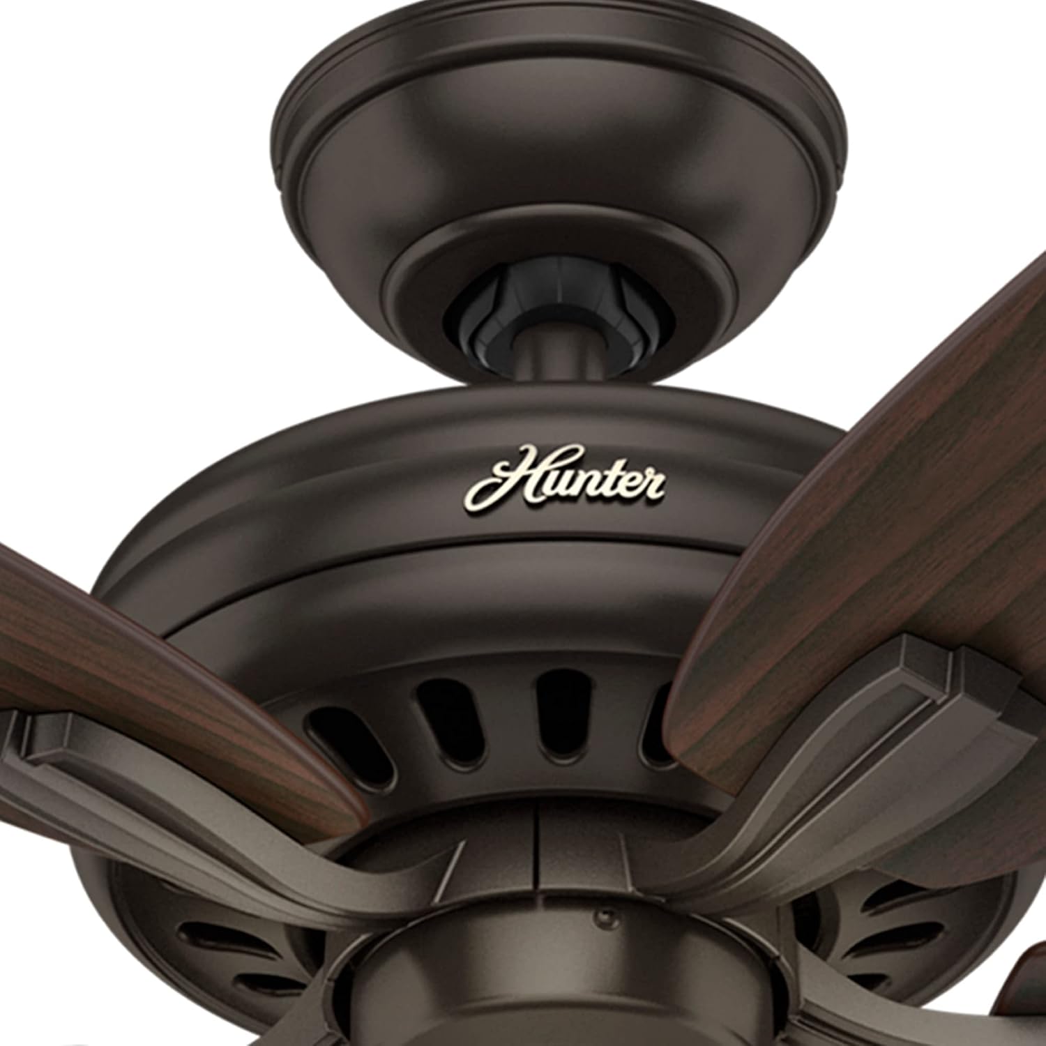 Hunter 52 inch Indoor Ceiling Fan with LED Lights - Bronze Ceiling Fan with Pull Chain, For Bedroom or Living Room, Standard Mount, No Remote, 5 Blades, Includes Bulbs - Newsome 53317, Premier Bronze